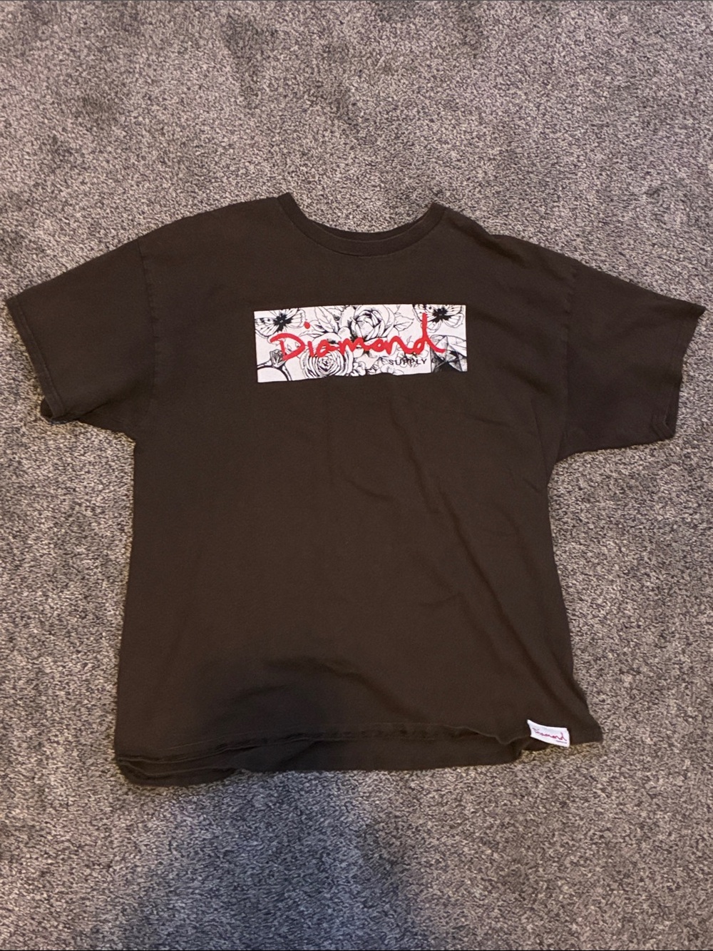 Diamond Supply Co. Black Kids Tee with Red Script Logo